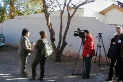 Major of San Pedro attending journalists