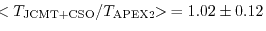 $\!\!<T_{\rm JCMT+CSO} / T_{\rm APEX2}\!\!>\:= 1.02 \pm 0.12$