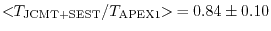 $<\!\!T_{\rm JCMT+SEST} / T_{\rm APEX1}\!\!>\:= 0.84 \pm 0.10$