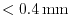 $< 0.4\,{\rm mm}$